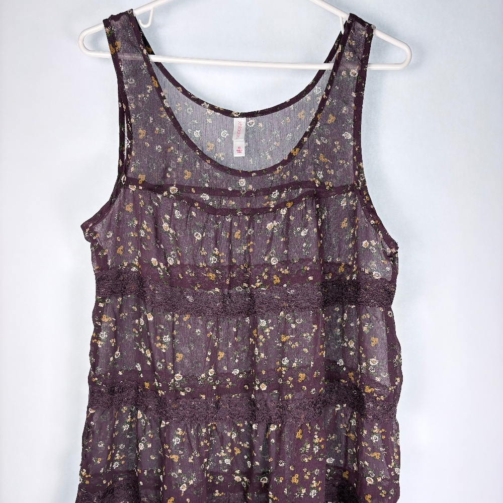 Sheer Floral Tunic Top - Picture 2 of 5